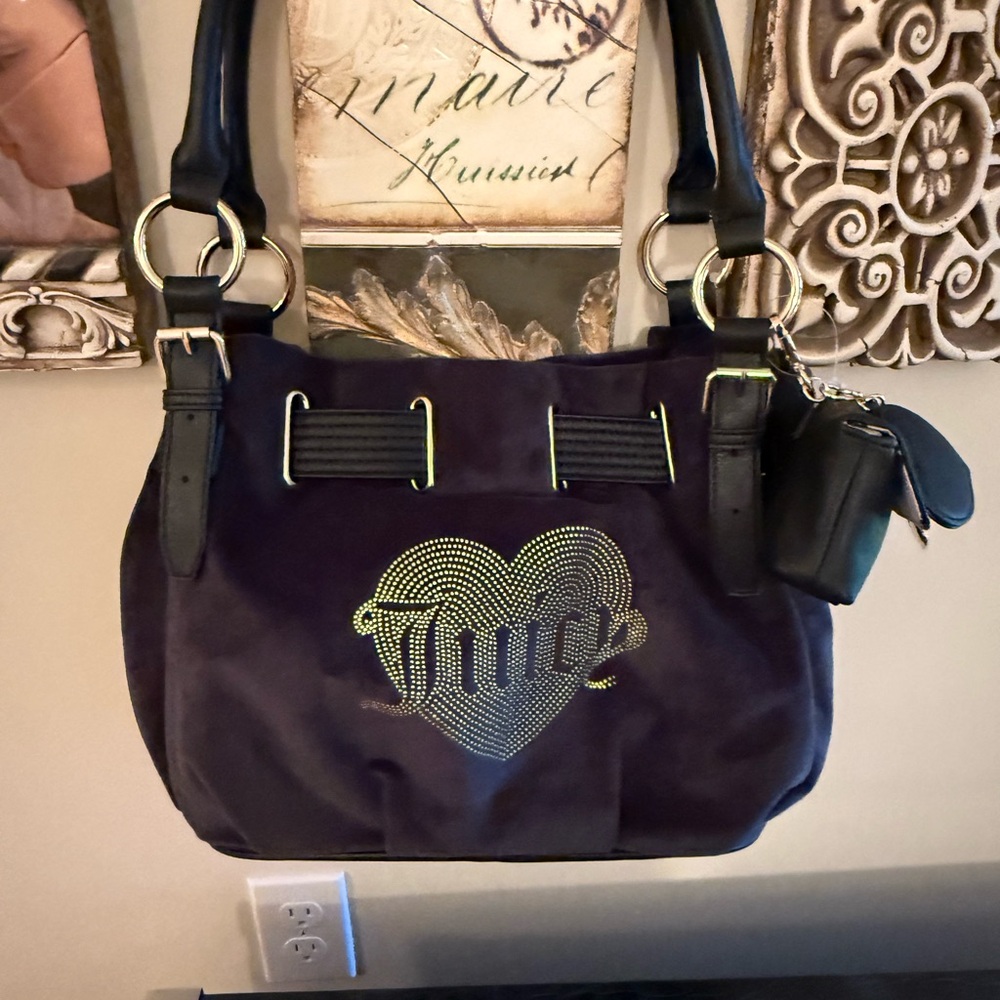 Juicy Couture Black Shoulder Bag with Heart Accent